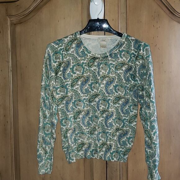 L.L Bean Paisley Button Down Cardigan - Picture 1 of 7